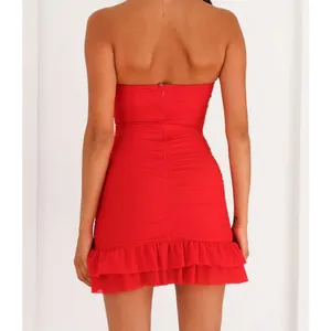 Hello Molly Blossoming Romance Strapless Ruched Cutout Mini Dress Red 6 thumbnail 2