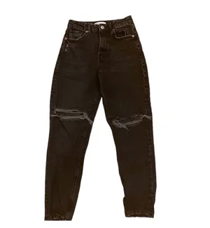 Zara High Waisted Mom Jeans Black Ripped Knee Grunge 90s Punk 4 thumbnail 2