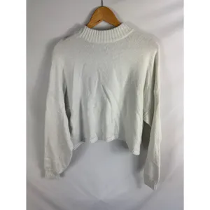 Hollister Patterned Front Crop Sweater White Size Large thumbnail 3