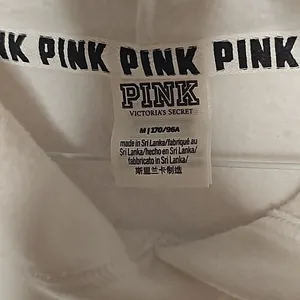 PINK Victoria's Secret hooded hoodie cropped crop white sweatshirt tied on arms M thumbnail 5