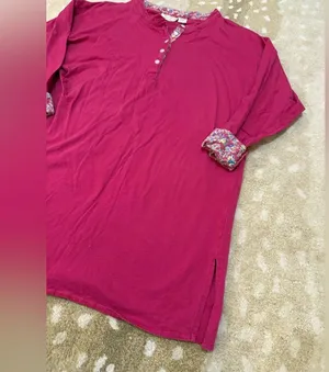 Victoria’s Secret gold label magenta pink floral lined print Henley women’s M/L thumbnail 3