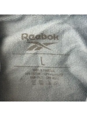 Reebok Womens Hoodie French Terry Pullover Pockets Logo Graphic Print Blue L thumbnail 3