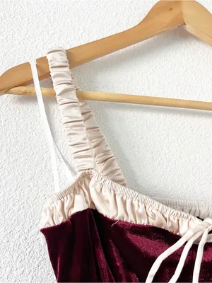 Lulu’s Charmed Appeal Burgundy Velvet Satin Bow Mini Dress thumbnail 5