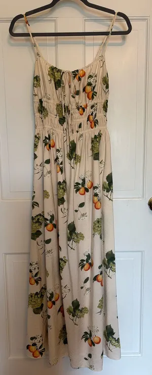 Abercrombie Maxi Dress Cream with Fruit Pattern thumbnail 1