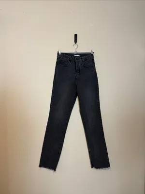 Good American Good Boy High Waist Skinny Jeans Womens Size 2/26 Raw Hem‎ Stretch thumbnail 3