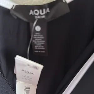AQUA black and white button swimsuit thumbnail 8