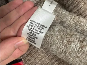 Ophelia Roe Turtleneck Two-Tone Heather Gray-Camel Geo Pattern Neutral Sweater S thumbnail 10