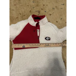 Antigua Women’s M Georgia Bulldogs Sherpa Half Zip Pullover Jacket White/Red thumbnail 7