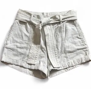 Billabong Light Wash High-Waist Denim Belted Shorts Tie Waist Cuffed Sz 28 Jorts thumbnail 1