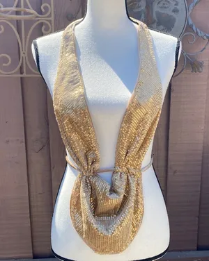 New SHEIN SXY Halter Top Size Medium Velour Sequin Plunge Drop V Holiday NYE thumbnail 1