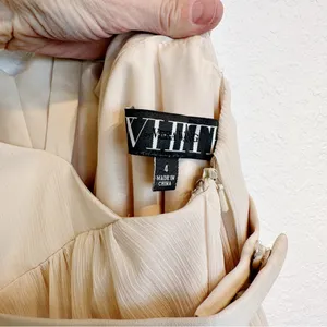 White by Vera Wang Cream Chiffon V Neck Cross Back Full Length Gown Size 4 thumbnail 8