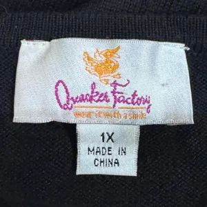 Quacker Factory Vintage Black Rose Sequin Embroidery Cardigan Plus Size 1X thumbnail 4