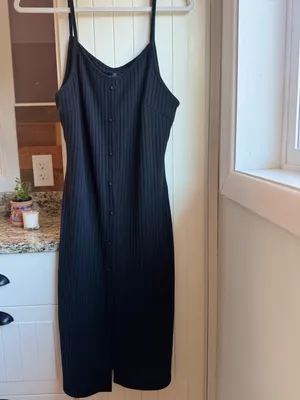 NWOT Say What? Black Ribbed Button-Front Midi Slip Dress Size XL thumbnail 2