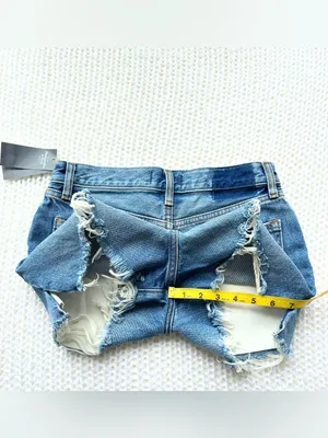 NWT Abercrombie & Fitch Annie High Rise Short - Medium Wash/Raw Edge - 00/24 thumbnail 8