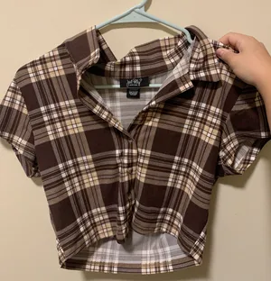 brown plaid crop top Size M thumbnail 1
