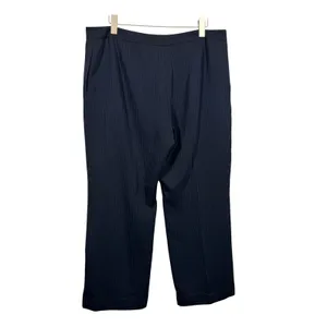VTG Kasper Women Navy Blue Pinstripe Straight Leg Dress Pants Plus Size 18 Lined thumbnail 3