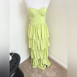 Lovers and Friends Hattie Green Tiered Strapless Maxi Gown Size Small thumbnail 7