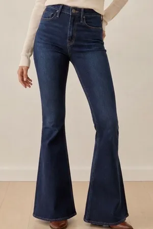True Religion Caia Flare Ultra High Rise‎ Jeans Dark Wash Denim Size 26 Womens thumbnail 1