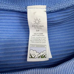 OFFLINE by Aerie Crop Top Womens‎ Small Blue Ribbed Seamless Activewear Yoga Gym thumbnail 3