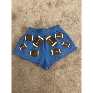 Queen of Sparkles Royal & Brown Fuzzy Football S Set Sweatshirt And Shorts BYU thumbnail 8