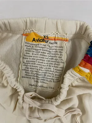 Aviator Nation 5 Stripe Vintage Cream Rainbow-Stripe Zip Hoodie & Jogger Set XS thumbnail 7