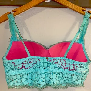 Lace Turquoise PINK Bralette thumbnail 2