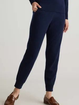 Quince Mongolian Cashmere Jogger Knit Pants True Navy Drawstring Waist Lounge XL thumbnail 1