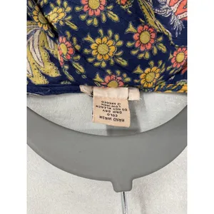 Lola P Womens Blouse Blue Floral Paisley V-Neck Tie Front XL thumbnail 3
