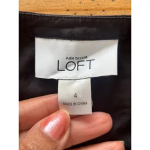 Ann Taylor LOFT Dress 4 Black Sleeveless‎ Cotton V-Neck A-Line Side Zip thumbnail 5