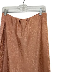 Nicole Miller Orange Animal Print Elastic Waist Satin A-Line Midi Skirt Size XL thumbnail 4