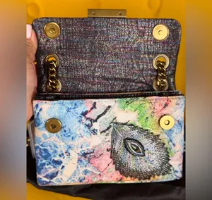 KURT GEIGER LONDONMini Fabric Kensington Bag Crossbody Peacock Bird Purse Gold thumbnail 11