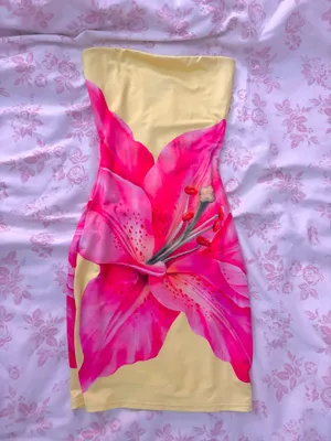 Short yellow flower dress thumbnail 2