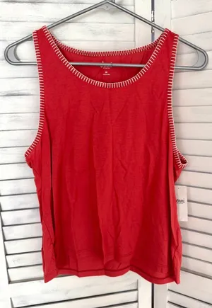 Sleeveless Sleep Top, Medium Red thumbnail 1