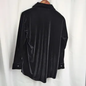 Carolyn Taylor Vintage Ladies' Black Velour Button Up Shirt Medium thumbnail 5