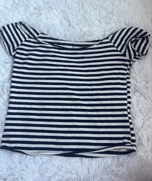 John Galt Striped Off-The-Shoulder Top thumbnail 1