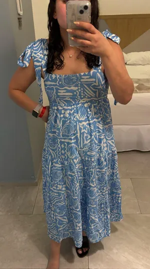 Blu Pepper Blue Beachy Tie Strap Flowy Maxi Dress thumbnail 1