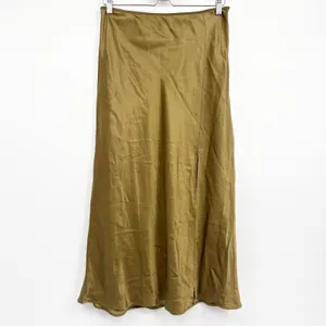 Whimsy + Row Womens Earthy Silky Hunter Green Satin Slit Midi Charlie Skirt L thumbnail 3