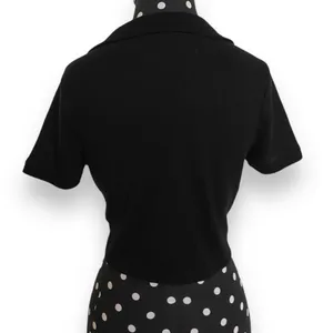 PacSun Womens Top Size M Cropped‎ Ribbed Knit V-Neck Collared Short Sleeve Black thumbnail 4