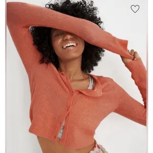 AERIE Campus Cool Plush Orange Button Front Cardigan Sweater Women’s XL thumbnail 1