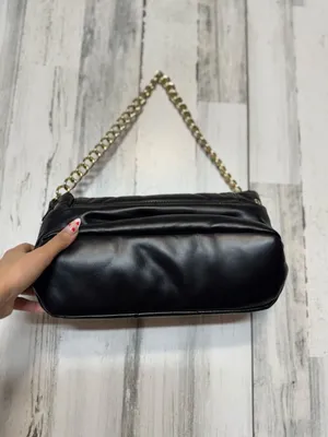 Grossi Black Quilted Puffer Shoulder Bag Gold Chain Strap Faux Leather Handbag thumbnail 5