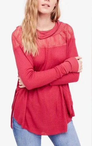 Free People Spring Valley lace trim top size‎ small thumbnail 1