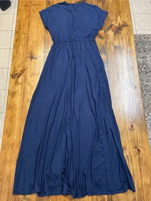 Lulus Easy for Me Navy Blue Short Sleeve Maxi Dress Size Small NWT thumbnail 10