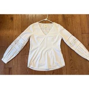 Anthropologie Maeve lace cutout puff sleeve blouse xs thumbnail 8