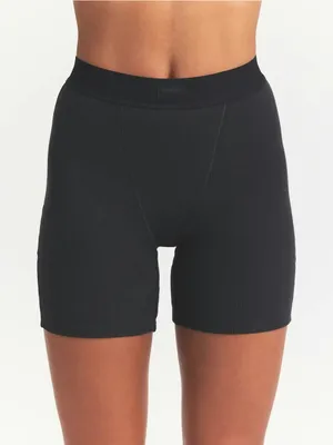 SKIMS Black Cotton Ribbed Boxer Short thumbnail 1