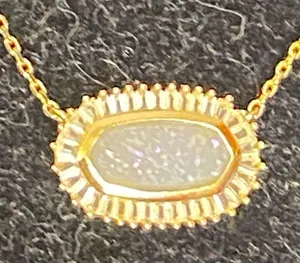 Kendra Scott Elisa Gold Pendant Necklace in Iridescent Drusy thumbnail 8