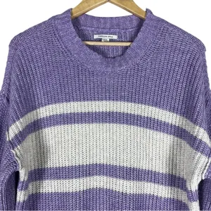 American Eagle Oversized Slouchy Sweater Womens S Purple Knit Cozy Clean Girl thumbnail 3