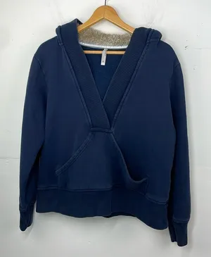 Old Navy Y2K Hooded with faux fur Sweatshirt Navy Blue size XL thumbnail 1