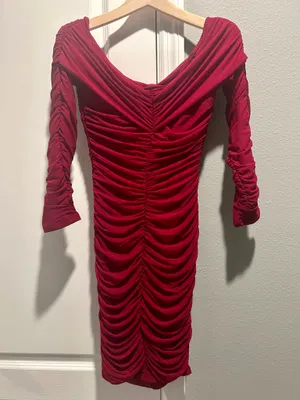OYS Women's Elegant Ruffle Dress Size Medium Red thumbnail 4