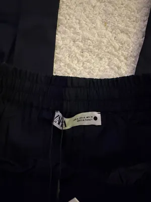 NWT ZARA navy blue wide-leg poplin trousers. Size Medium thumbnail 7