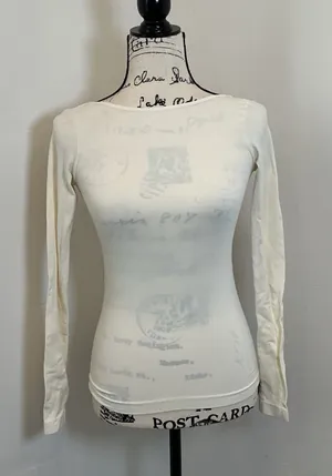 Intimately Free People Open Back Long Sleeve Top Cream Ivory XS/S Backless Slim thumbnail 1